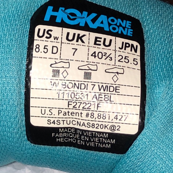 Hoka One One Bondi 7 Aquarelle Women’s 8.5 Wide [1110531-AEBL] - Picture 8 of 9